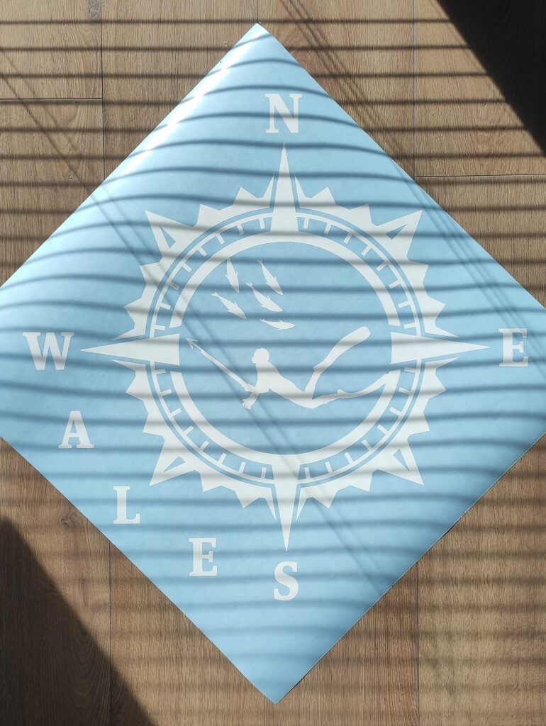 WALES Spearfishing Decal Sticker, Underwater Fishing Decal, Compass Rose Decal, Freediver decal, Free diver decal, Top Quality Decal For Car