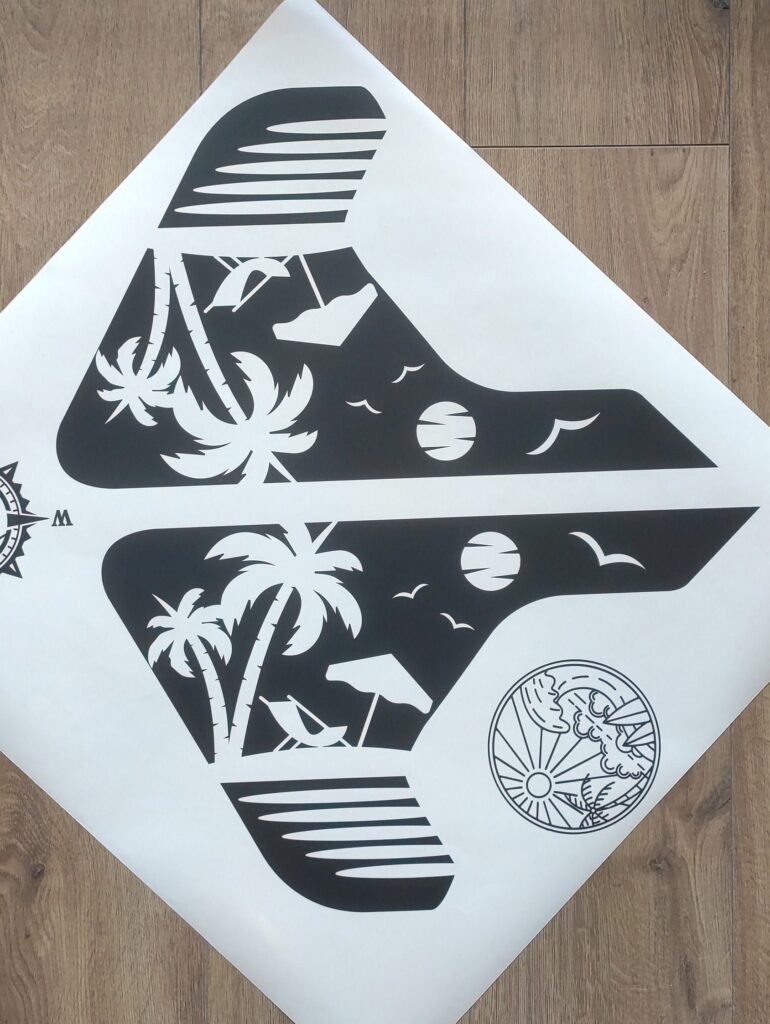 Beach Palm Trees And Flying Seagulls Fender Vent Vinyl Decal Sticker, JL / JLU / JT Fender Vent Decal Set, Pair Decals