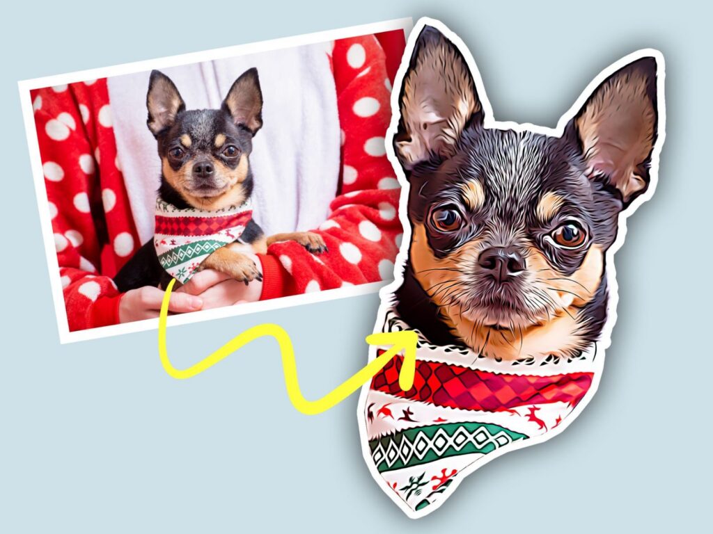 CUSTOM PET Printed CARTOON Vinyl Sticker, Pet Cartoon Photo Portrait High Quality, Picture Vinyl Decal, Your Photo To Cartoon Sticker