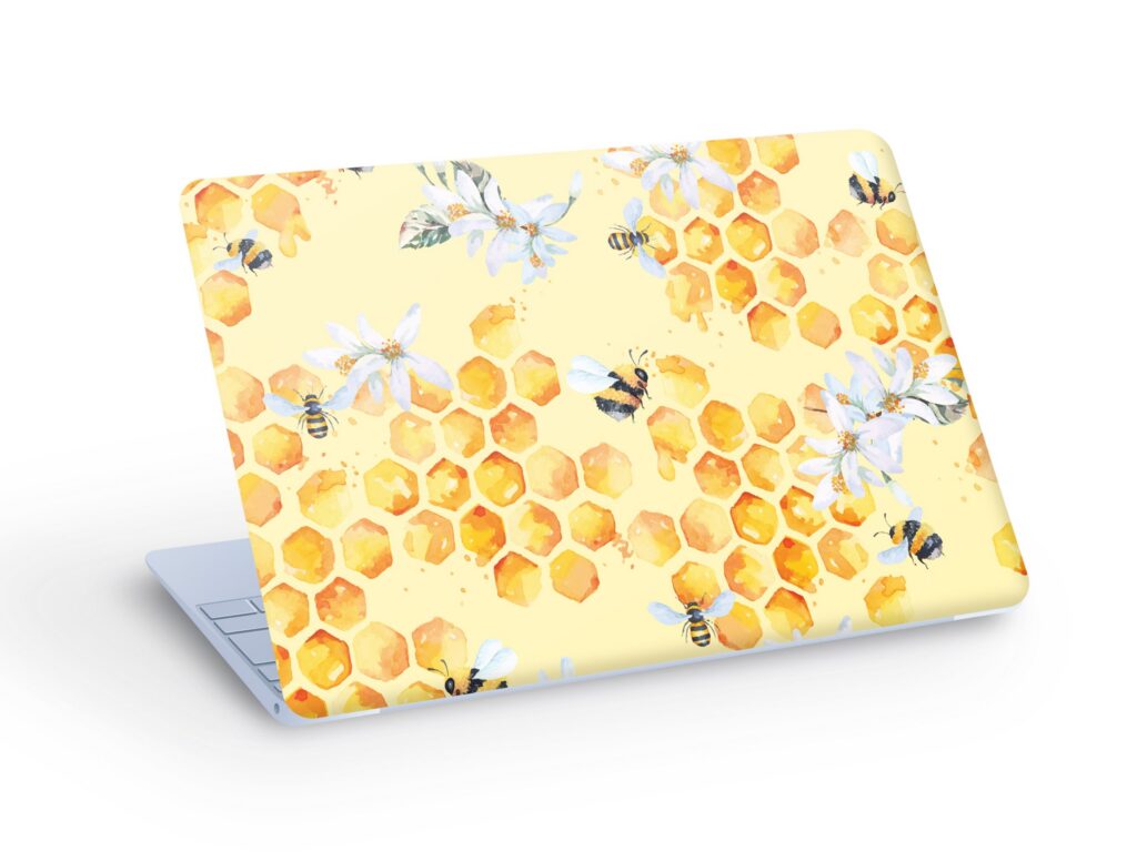Bees & Honeycomb LAPTOP SKIN Decal Sticker, Laptop Skin Decal – Custom Size