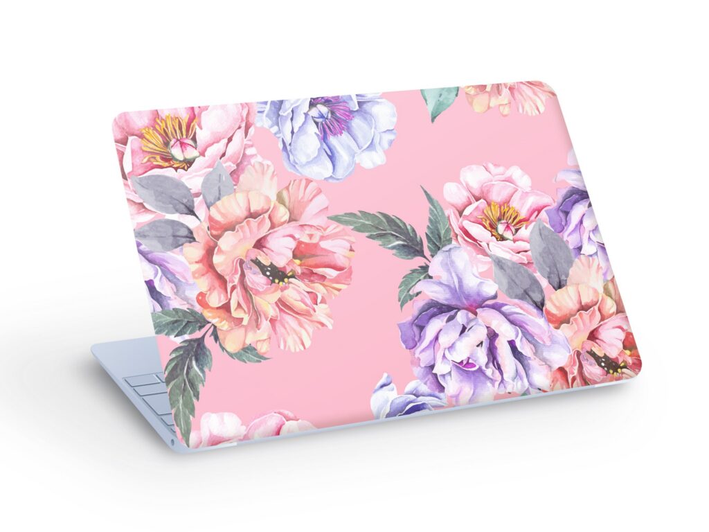 FLOWERS Watercolor Art LAPTOP SKIN Decal Sticker, Laptop Skin Decal – Custom Size