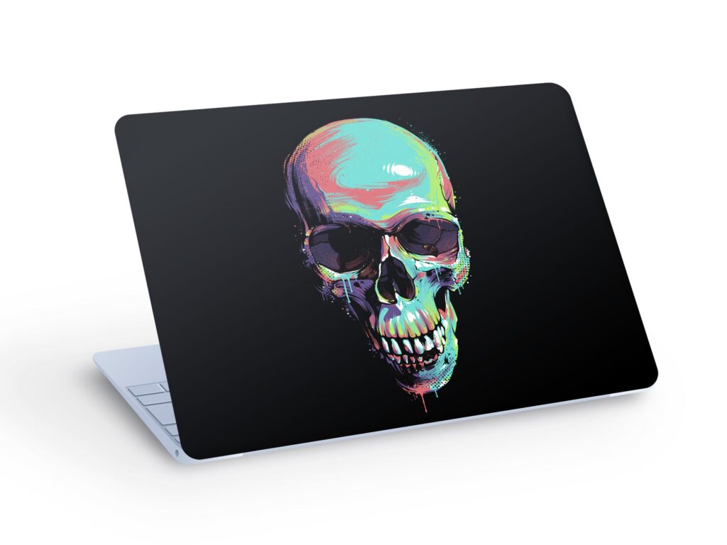 SKULL LAPTOP SKIN Decal Sticker, Colorful Skull Laptop Skin Decal – Custom Size