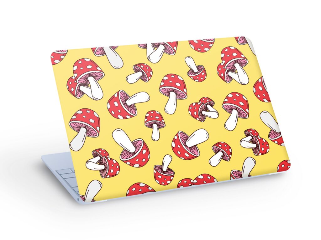 MUSHROOMS LAPTOP SKIN Decal Sticker, Colorful Mushrooms Laptop Skin Decal – Custom Size