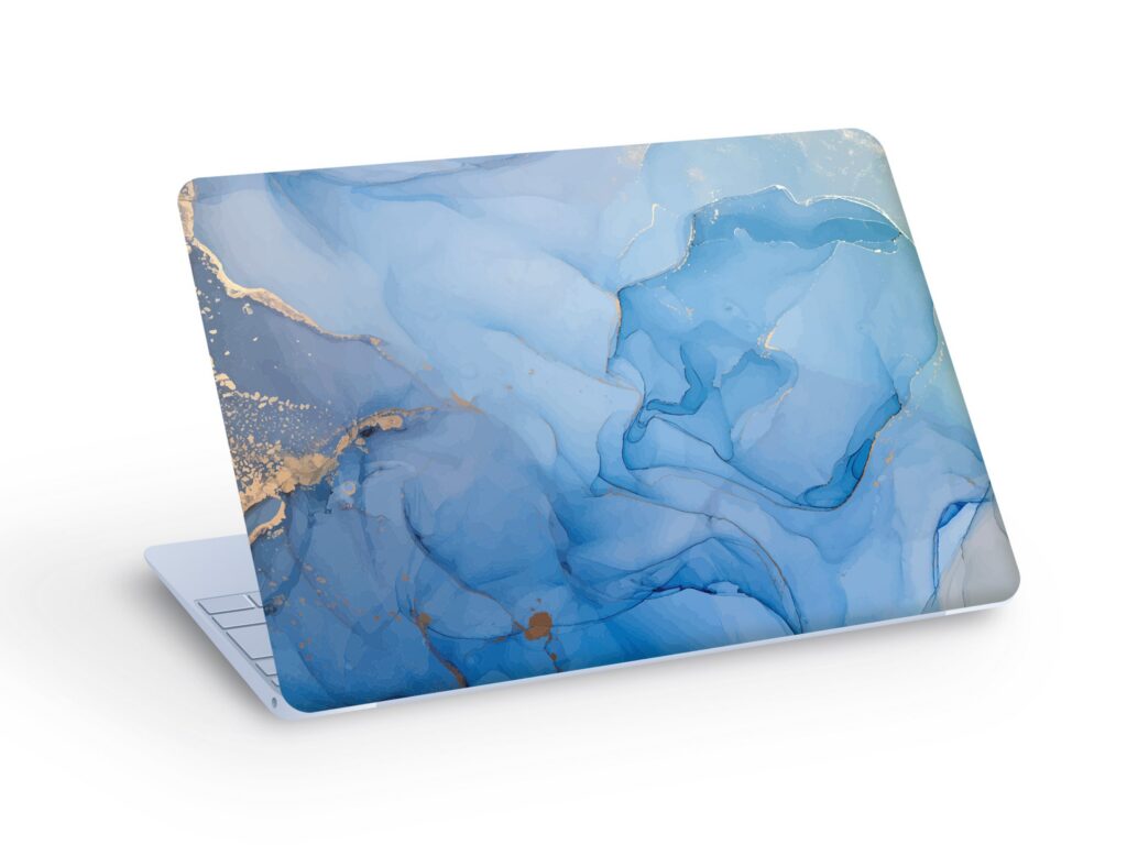 Blue MARBLE Ink LAPTOP SKIN Decal Sticker, Blue Marble Ink Laptop Skin Decal – Custom Size
