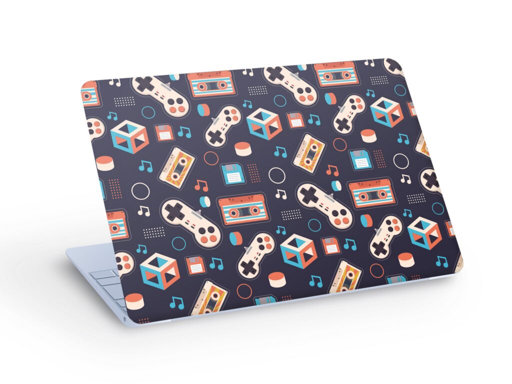 90s Pattern LAPTOP SKIN Decal Sticker, Retro Gaming Laptop Skin Decal – Custom Size