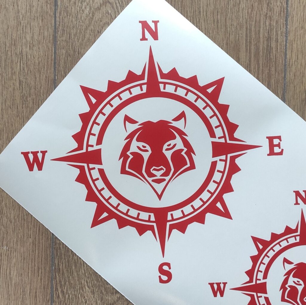 Wolf Compass Vinyl Decal Sticker, Compass Rose, Mountain Decal, Truck Decal, Laptop Stickers, Wolf Decal, Top Quality Decal For Offroad Cars