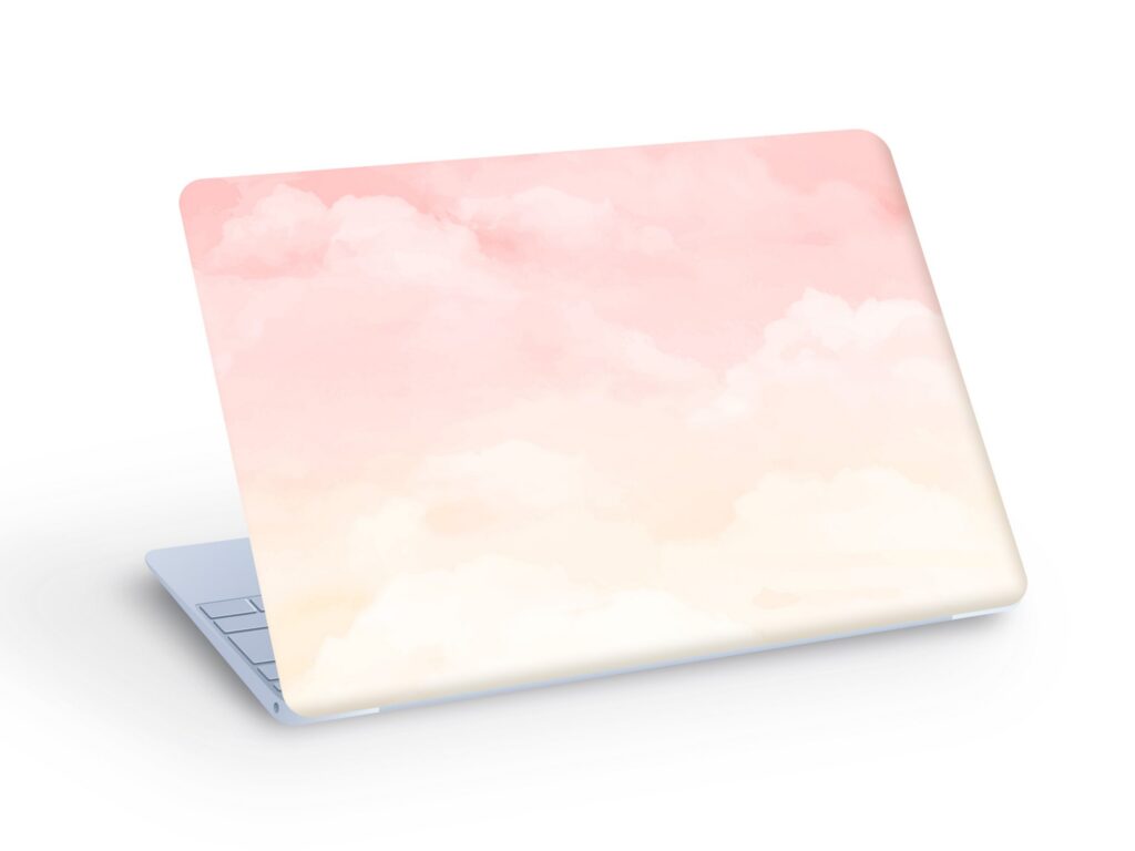 Watercolor Pink SKY LAPTOP SKIN Decal Sticker, Pink Sunset Sky Laptop Skin Decal – Custom Size