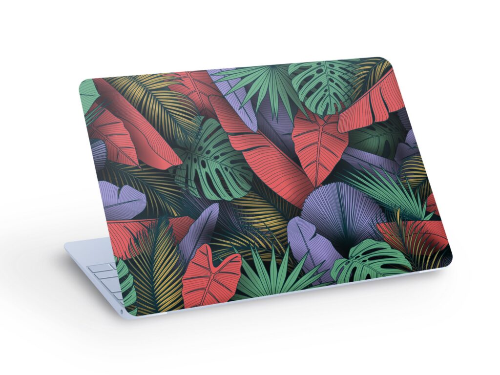 TROPICAL Leaves LAPTOP SKIN Decal Sticker, Tropical Jungle Leaves Laptop Skin Decal – Custom Size