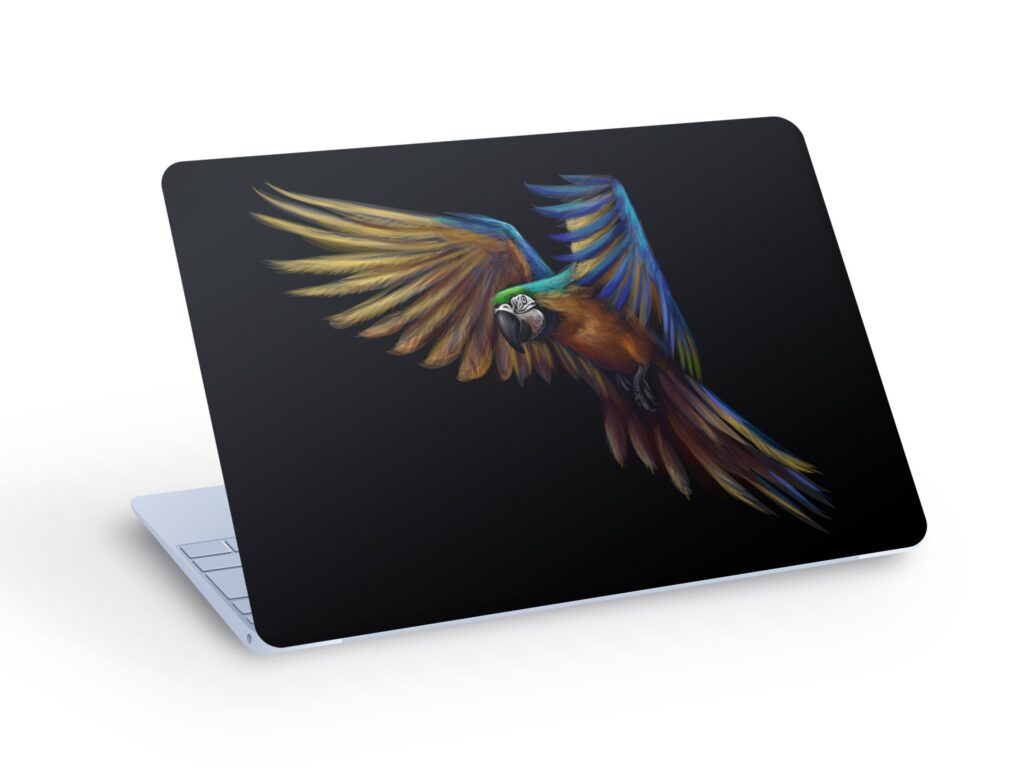 MACAW LAPTOP SKIN Decal Sticker, Parrot Macaw in Flight Laptop Skin Decal – Custom Size