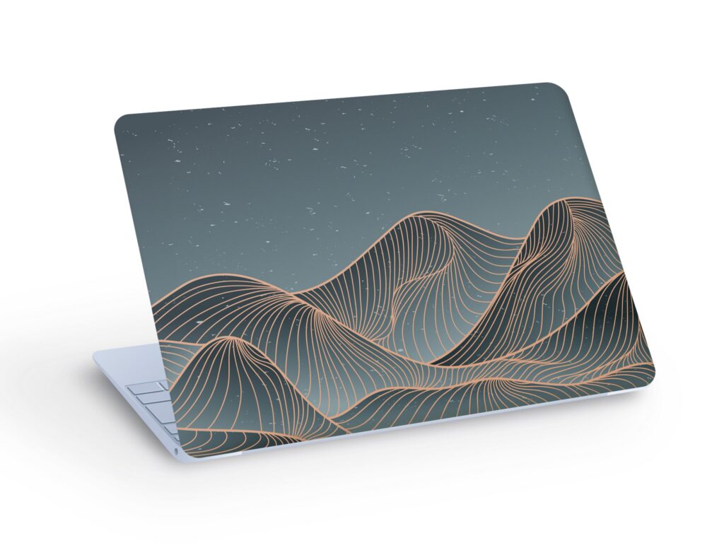 Abstract MOUNTAIN Line Art LAPTOP SKIN Decal Sticker, Mountain Line Art Laptop Skin Decal – Custom Size