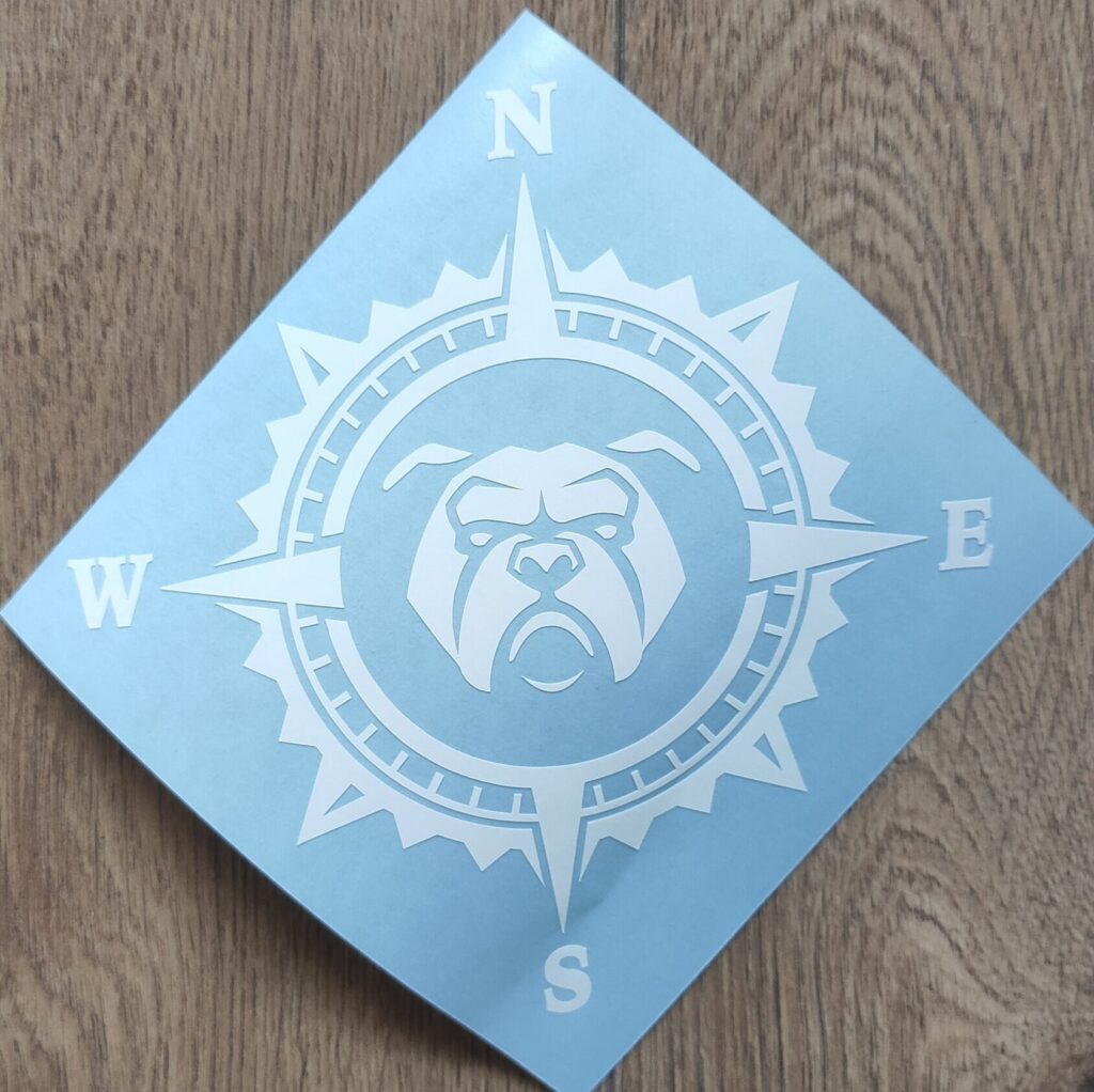 Bulldog Compass Vinyl Decal Sticker, Compass Rose, Mountain Decal, Truck Decal, Laptop Stickers, Bulldog Decal, Decal for Adventure Vehicles