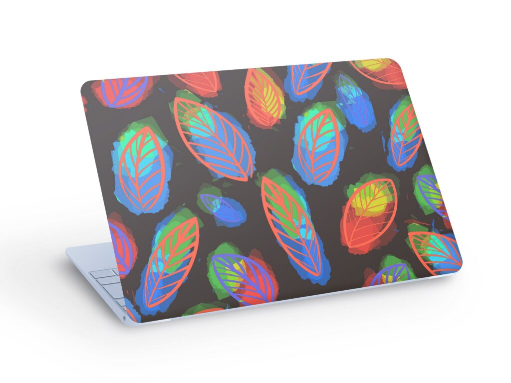 Colorful Abstract LEAVES LAPTOP SKIN Decal Sticker, Colorful Abstract Plants Leaves Laptop Skin Decal – Custom Size