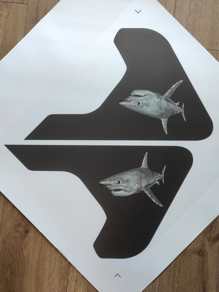 Colorful Printed Shark Fender Vent Vinyl Decal Sticker, JL / JLU / JT Colorful Printed Shark Fender Vent Decal Set, Pair Decals