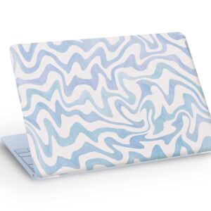 Blue Wavy Shapes LAPTOP SKIN Decal Sticker, Blue Swirl Abstr…
