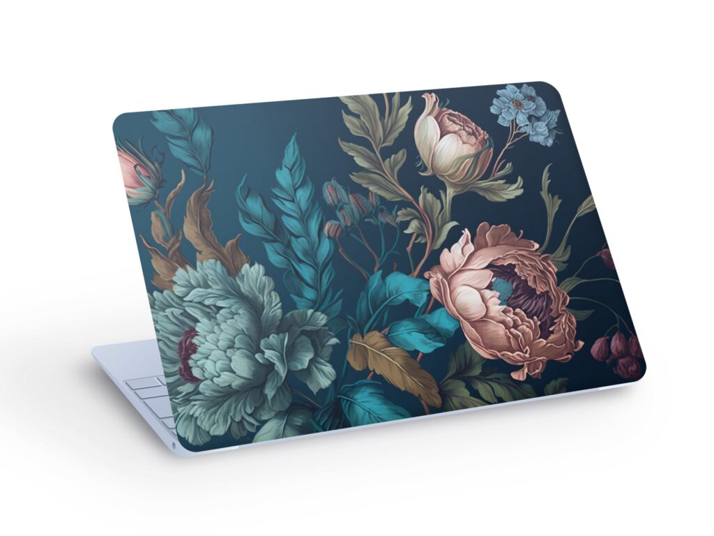 Beautiful Blooming FLOWERS LAPTOP SKIN Decal Sticker, Blooming Blue Flowers Laptop Skin Decal – Custom Size