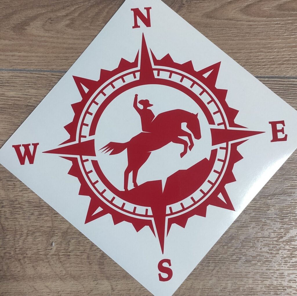 COWBOY RODEO Compass Vinyl Decal Sticker, Compass Rose, Truck Decal, COWBOY Vinyl Decal, Bucking Bronco Decal, Decal for Adventure vehicles