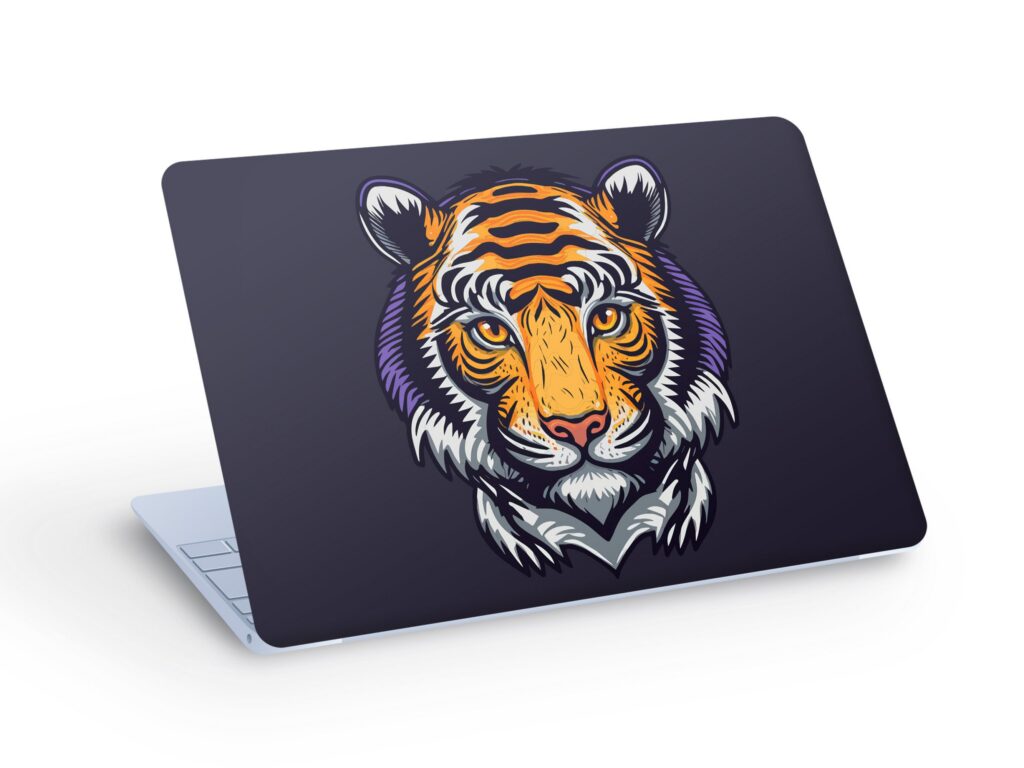 Cool TIGER LAPTOP SKIN Decal Sticker, Tiger Cartoon Laptop Skin Decal – Custom Size