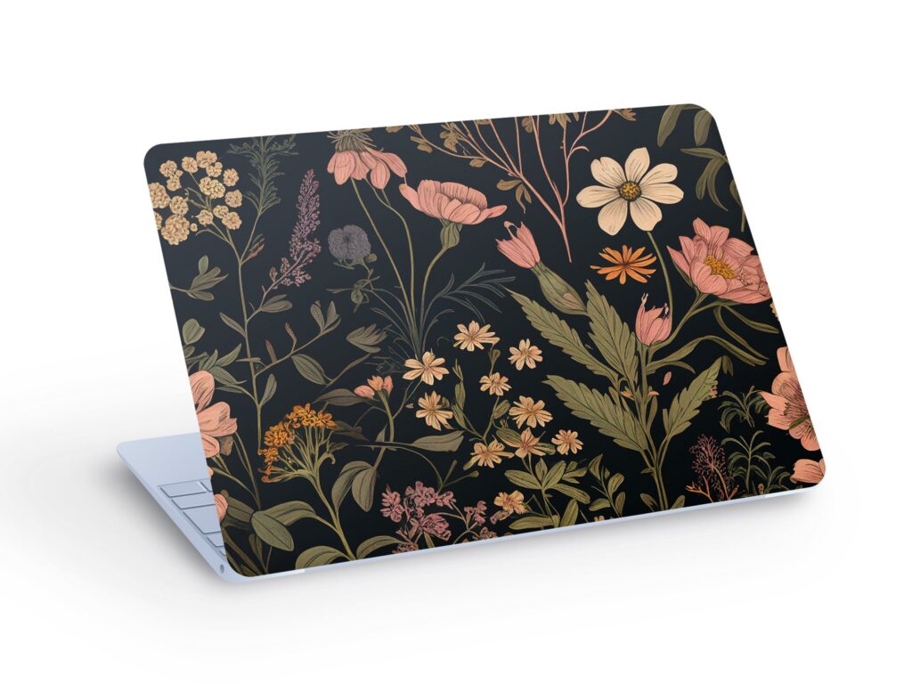 Organic Wildflowers Laptop Skin, Macbook Skin, Laptop Skin Decal Sticker  – Custom Size
