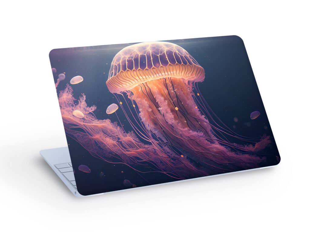 Beautiful Unique JELLYFISH LAPTOP SKIN Decal Sticker, Abstract Jellyfish Laptop Skin Decal – Custom Size