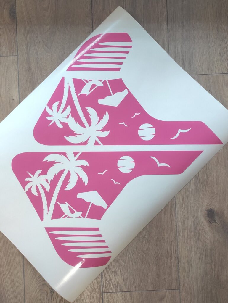 Beach Palm Trees And Flying Seagulls Fender Vent Vinyl Decal Sticker, JL / JLU / JT Fender Vent Decal Set, Pair Decals