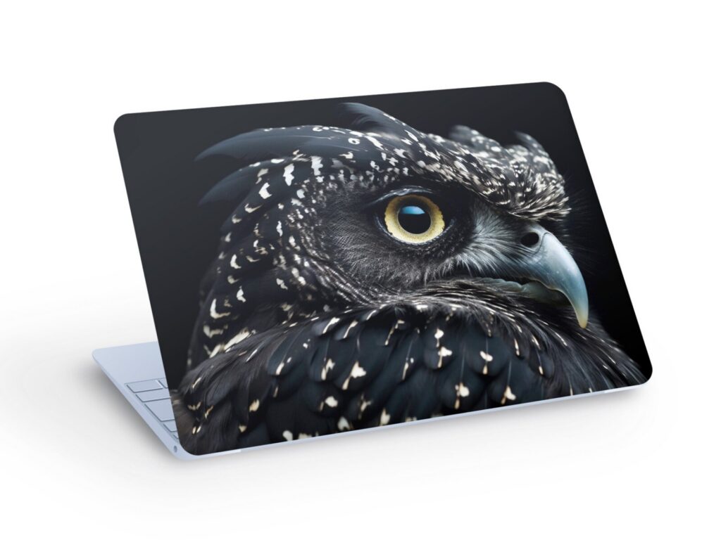 OWL Close Up LAPTOP SKIN Decal Sticker, Eared Owl Laptop Skin Decal – Custom Size