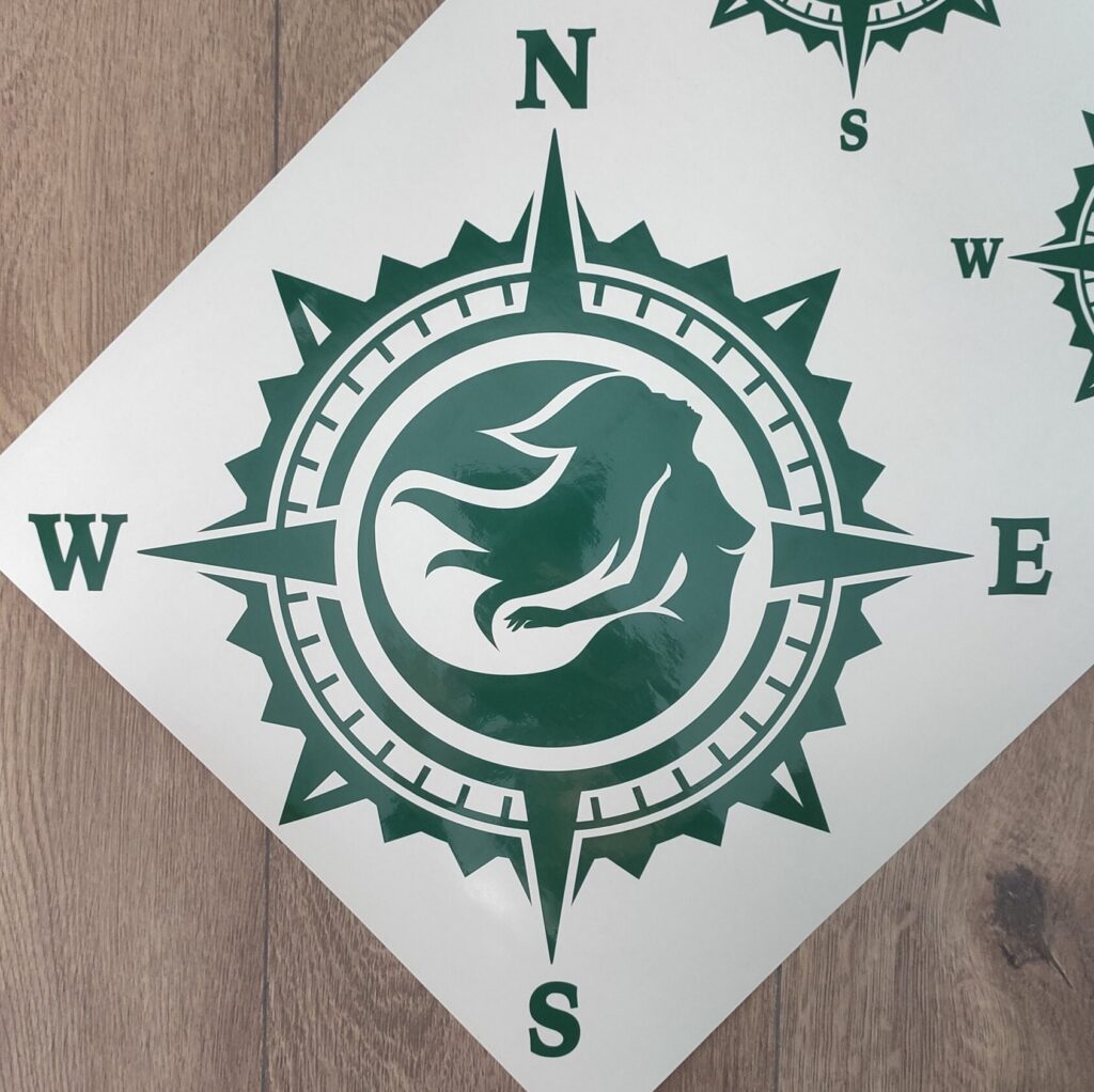 MERMAID Compass Vinyl Decal Sticker, Compass Rose, Ocean MERMAID Decal, MERMAID Truck Decal, Laptop Stickers, Sea Mermaid Decal Sticker