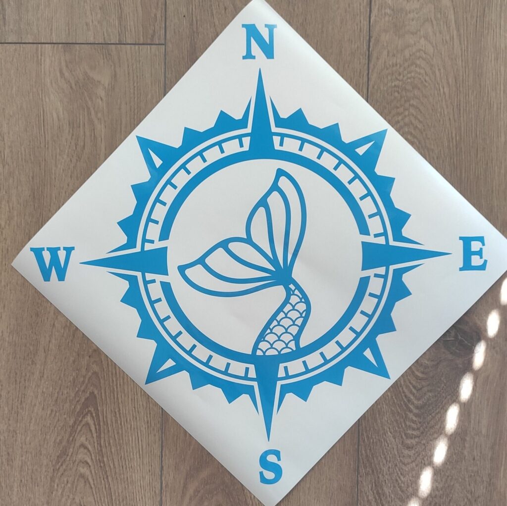 MERMAID Compass Vinyl Decal Sticker, Compass Rose, Ocean MERMAID Tail Decal, MERMAID Truck Decal, Laptop Stickers, Sea Mermaid Decal Sticker