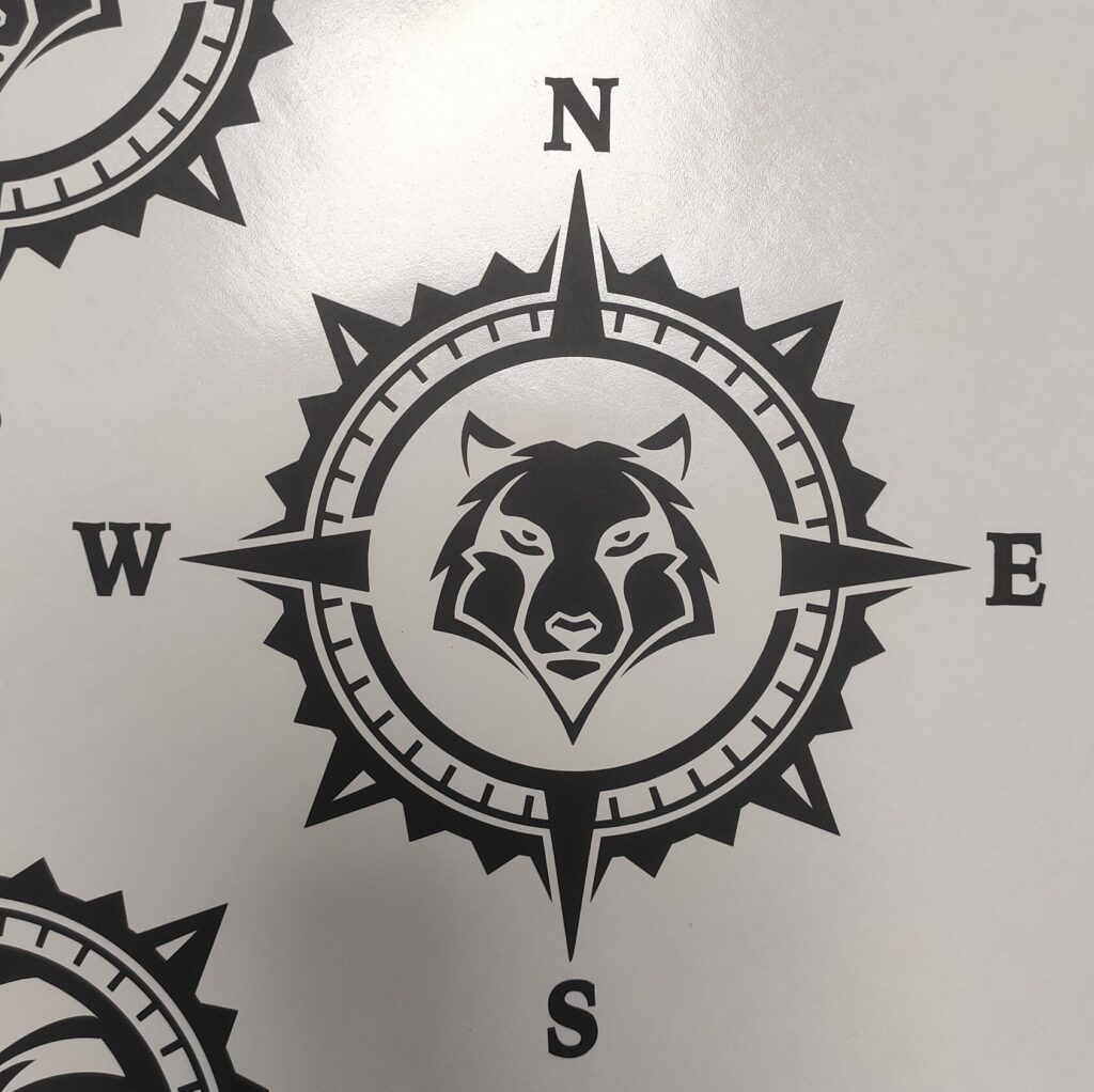 Wolf Compass Vinyl Decal Sticker, Compass Rose, Mountain Decal, Truck Decal, Laptop Stickers, Wolf Decal, Top Quality Decal For Offroad Cars