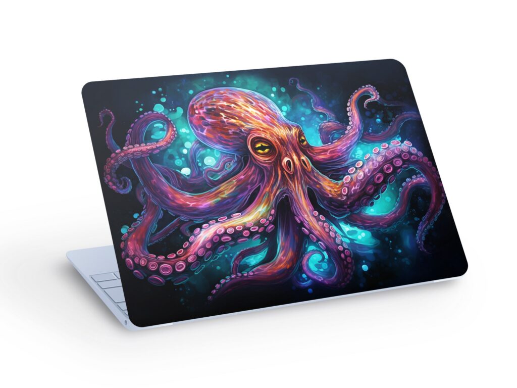 OCTOPUS LAPTOP SKIN Decal Sticker, Macbook Skin, Angry Octopus Laptop Skin Decal – Custom Size