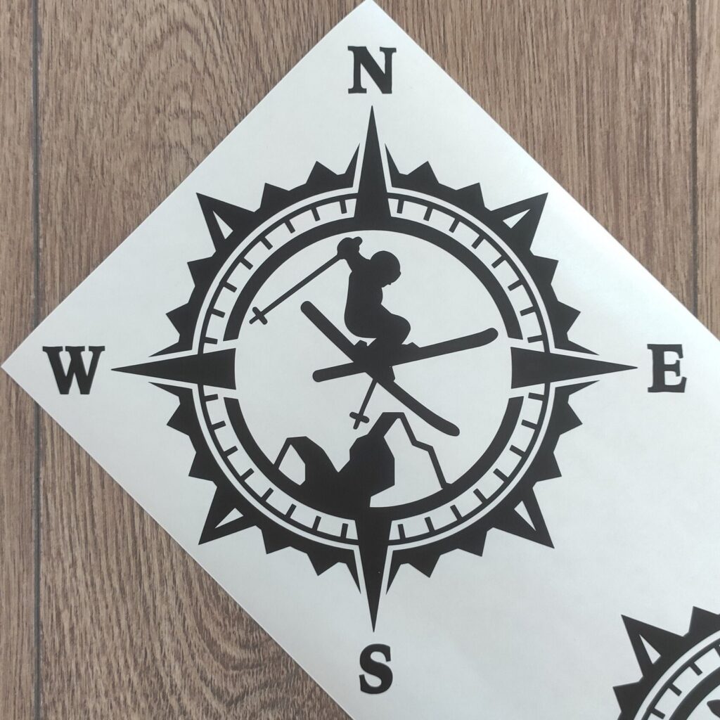 Free Ride SKI Compass Vinyl Decal Sticker, Ski Decal, Compass Rose Decal, Laptop Sticker, Decal for off-road SUV’s, Decal for Adventure cars