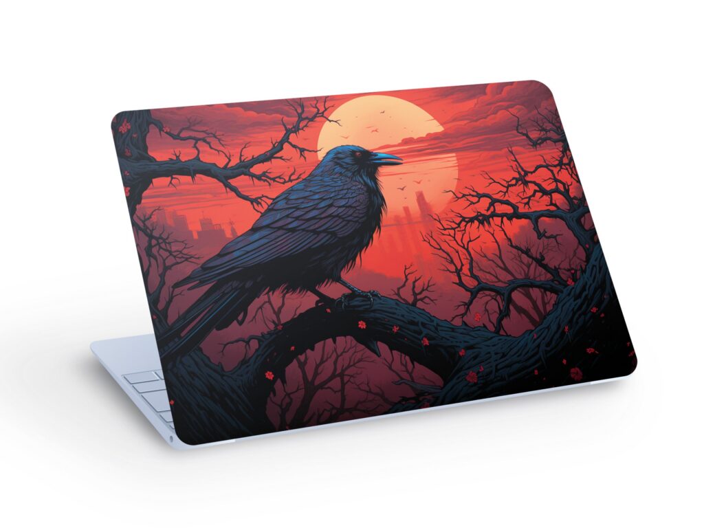 CROW LAPTOP SKIN Decal Sticker, Raven in The Dark Laptop Skin Decal – Custom Size