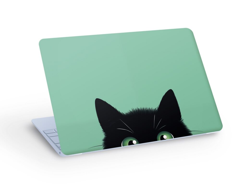 Black Cat Laptop Skin Decal Sticker - Custom Size - JuliDecals.com