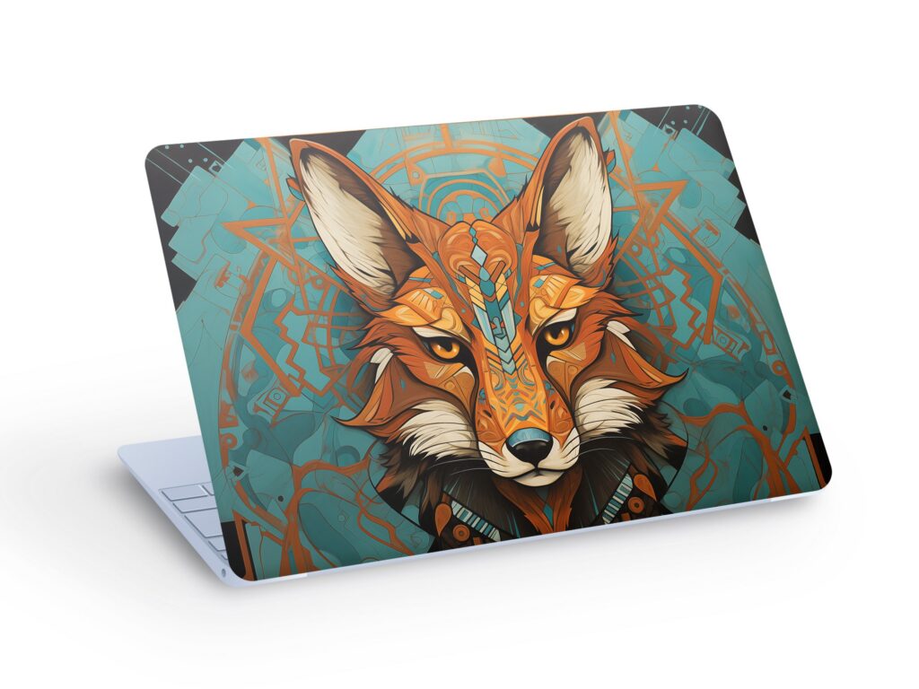 Stylized FOX LAPTOP SKIN Decal Sticker, Macbook Skin, Universal Fit, Unique Fox Skin Decal – Custom Size