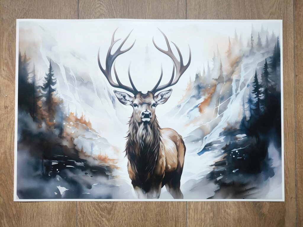 Mountain DEER LAPTOP SKIN Decal Sticker, Deer Forest Nature Laptop Skin Decal – Custom Size