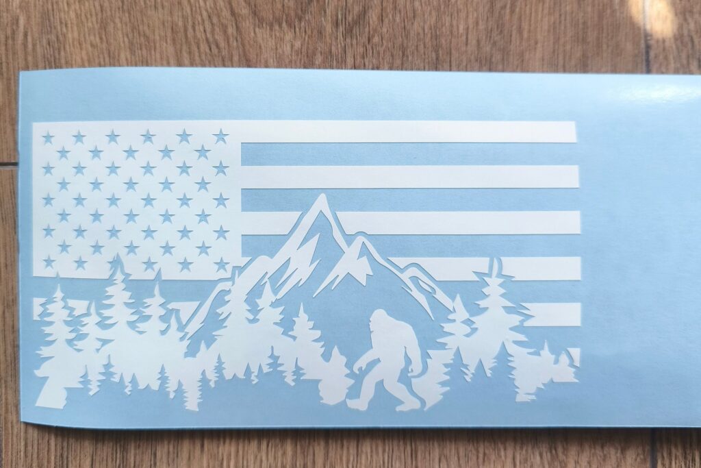 BIGFOOT USA Mountain Forest Vinyl Decal Sticker, American Bigfoot Decal, SASQUATCH Decal, Truck Decal, Laptop Stickers, Decals for off-road