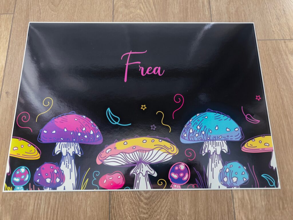 MUSHROOMS LAPTOP SKIN Decal Sticker, Colorful Psychedelic Mushrooms Laptop Skin Decal – Custom Size, Custom Text or Custom Name