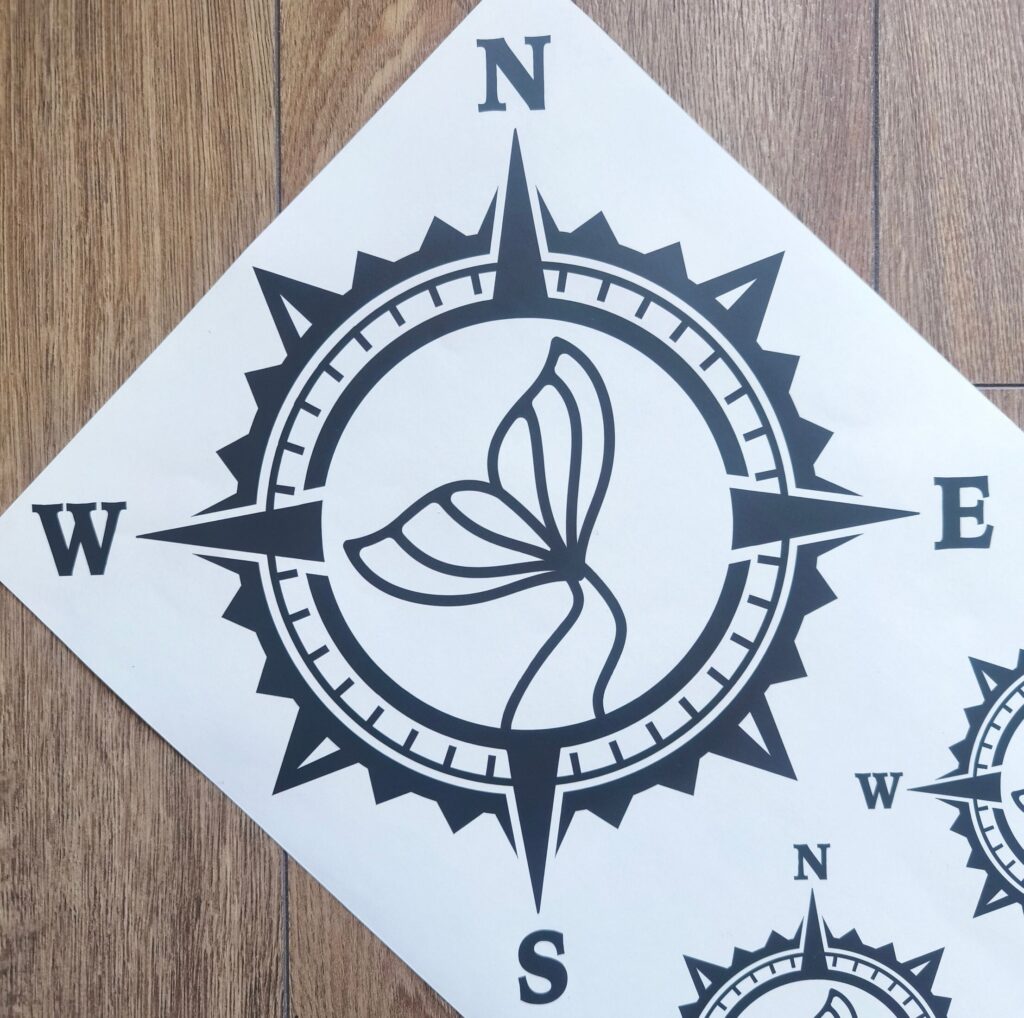 MERMAID Tail Compass Vinyl Decal Sticker, Compass Rose, Ocean MERMAID Decal, MERMAID Truck Decal, Laptop Stickers, Sea Mermaid Decal Sticker