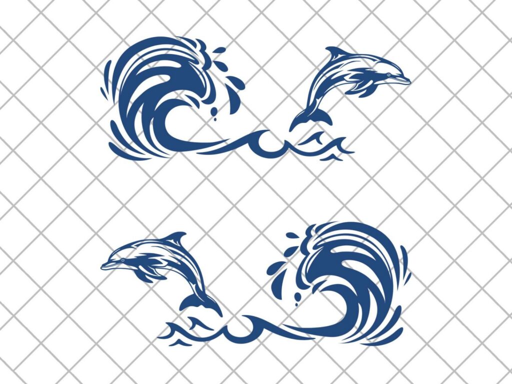 Ocean DOLPHIN Wave SUV Vinyl Decal Stickers,Sea Wave Dolphin 4×4 Off Road Vinyl Decal Sticker, Beach 4×4 Vehicle Decal Sticker – Pair Decals