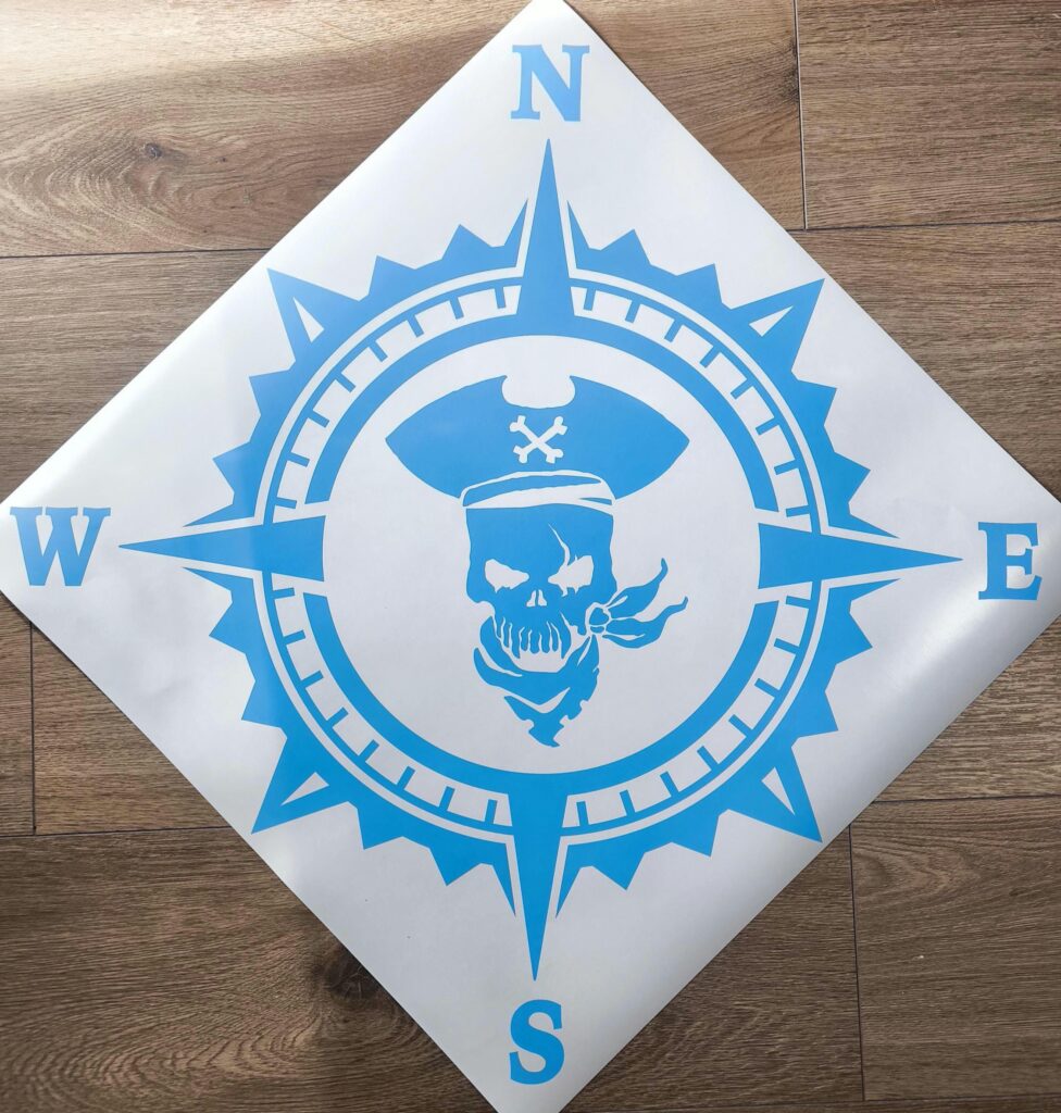 Pirate Skull Captain Compass Vinyl Decal Sticker, Compass Rose, Ship Captain Decal, Truck Decal, Laptop Stickers, Decals for off-road SUV’s