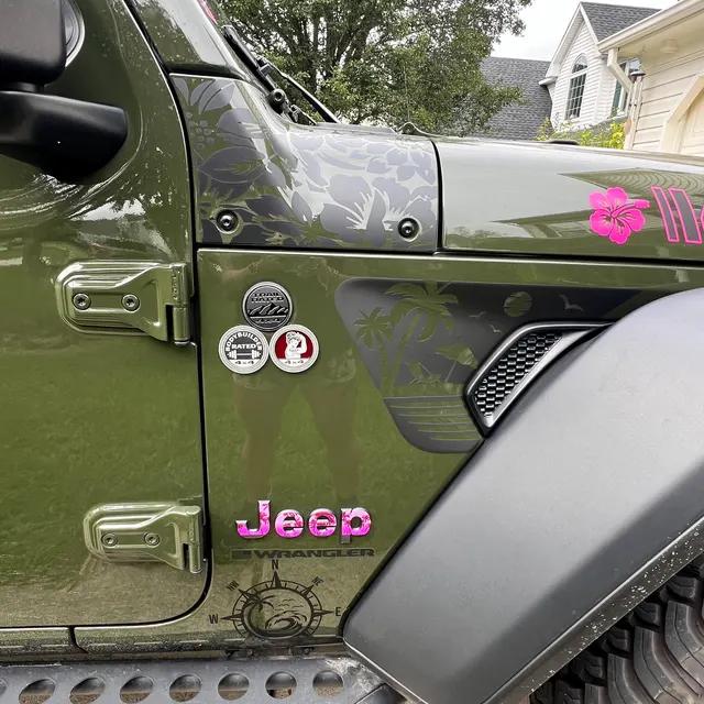 Beach Palm Trees And Flying Seagulls Fender Vent Vinyl Decal Sticker, JL / JLU / JT Fender Vent Decal Set, Pair Decals