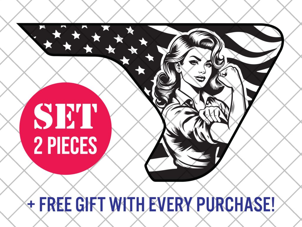 American Strong Woman Fender Vent Decal Stickers, US Woman FLAG Fender Vent Decal Stickers, USA Flag Girl Fender Vent Decal,Vent Pair Decals