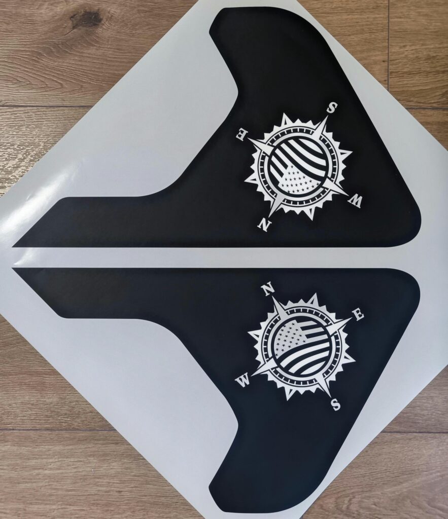 American Flag Compass Fender Vent Vinyl Decal Sticker, JL / JLU / JT Fender Vent Decal Set, Pair Decals