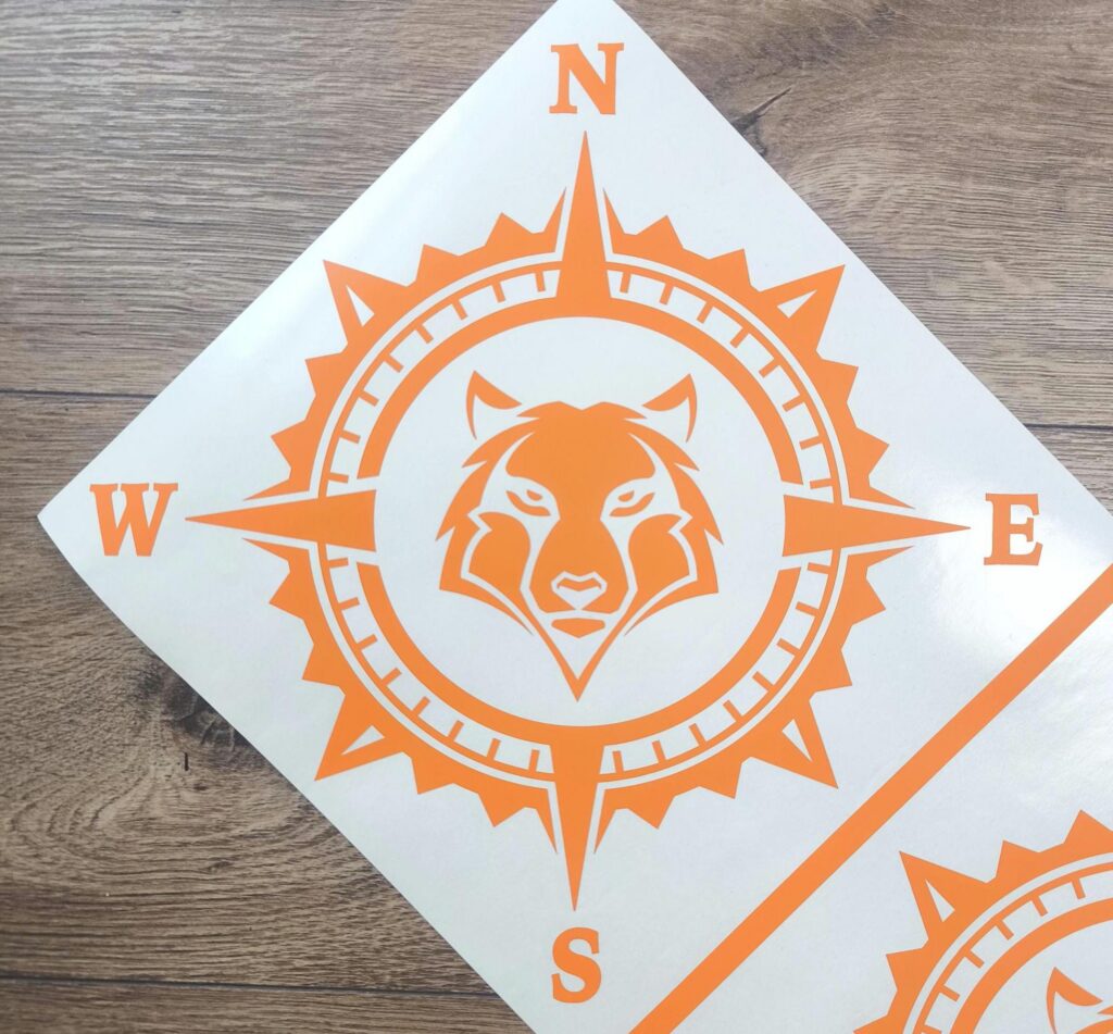 Wolf Compass Vinyl Decal Sticker, Compass Rose, Mountain Decal, Truck Decal, Laptop Stickers, Wolf Decal, Top Quality Decal For Offroad Cars