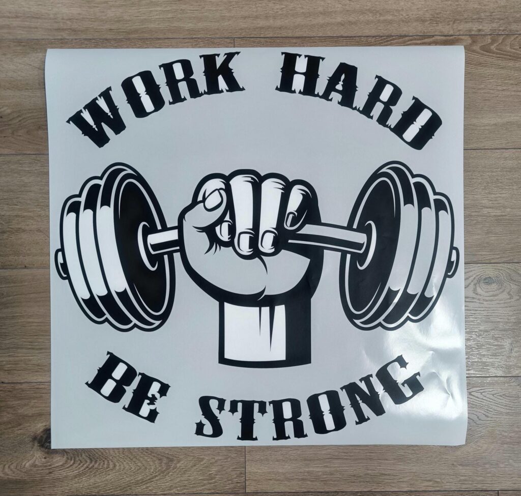 Work Hard Be Strong. Motivational Gym Decal, Dumbbell Vinyl Decal Sticker, Home Gym Fitness Center Bodybuilding Sports Stickers, Car Sticker