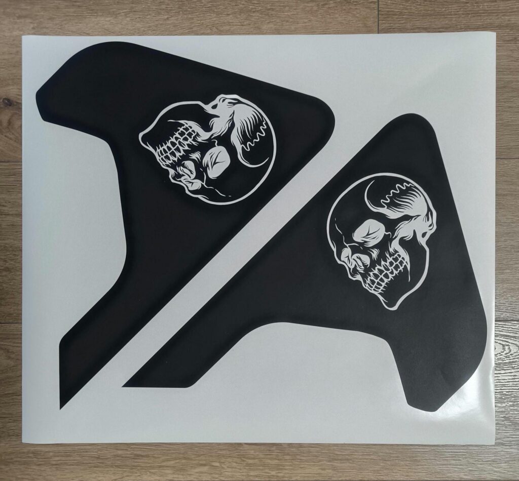 Skull Fender Vent Vinyl Decal Sticker, JL / JLU / JT Skull Fender Vent Decal Set, Pair Decals
