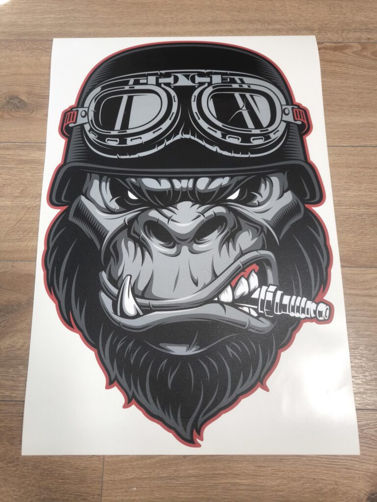 Angry Gorilla Biker Printed Truck Hood Vinyl Decal Sticker, TJ / JL / Jk / JkU Hood Decal, Angry Gorilla Biker Printed Car Hood Decal