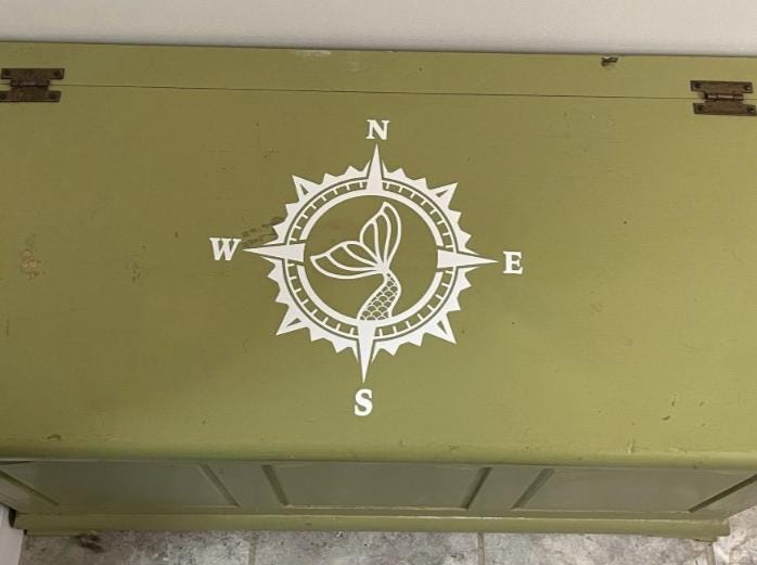 MERMAID Compass Vinyl Decal Sticker, Compass Rose, Ocean MERMAID Tail Decal, MERMAID Truck Decal, Laptop Stickers, Sea Mermaid Decal Sticker