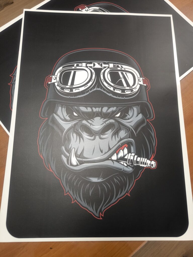 Angry Gorilla Biker Printed Truck Hood Vinyl Decal Sticker, TJ / JL / Jk / JkU Hood Decal, Angry Gorilla Biker Printed Car Hood Decal