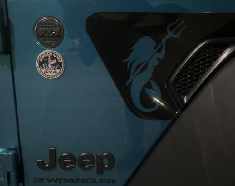 Mermaid Fender Vent Vinyl Decal Sticker, JL / JLU / JT Fender Vent Decal Set, Pair Decals